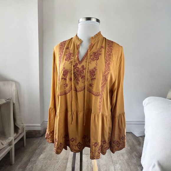 Cato Tops - NWOT Cato Bohemian Peasant Festival Babydoll Blouse Bell Sleeve Plus Size 22 24